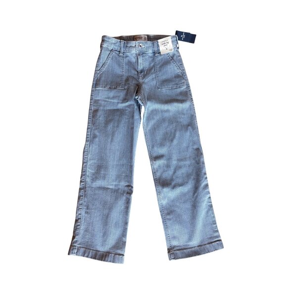 NWT 11/12 Reg Abercrombie Kids Wide Leg Jean High Rise Striped - Picture 1 of 10